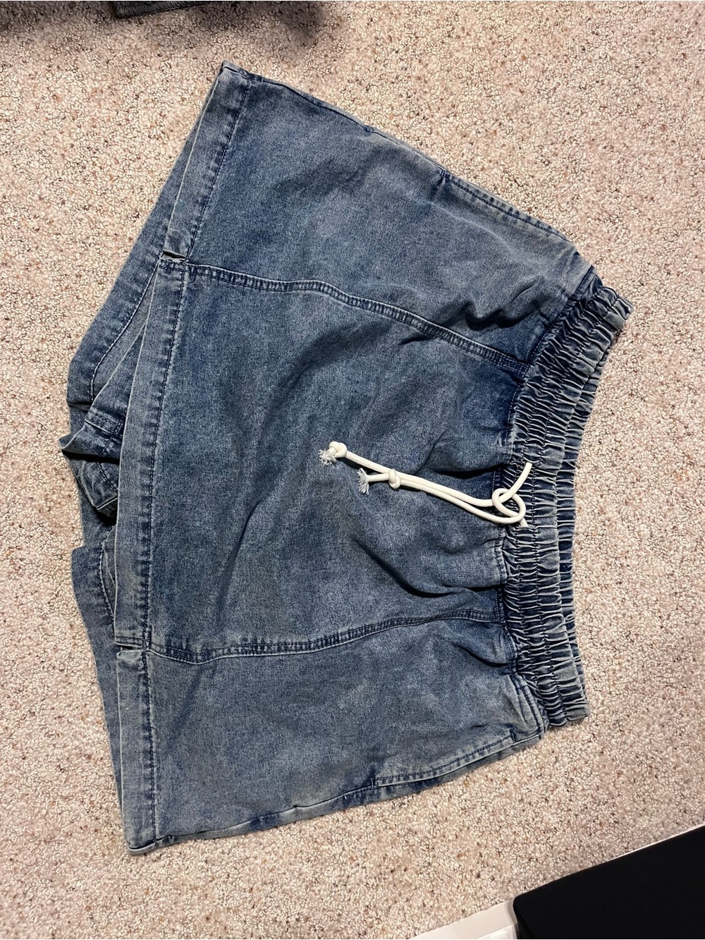 Bloomchic Denim Drawstring Skort in Faded Blue